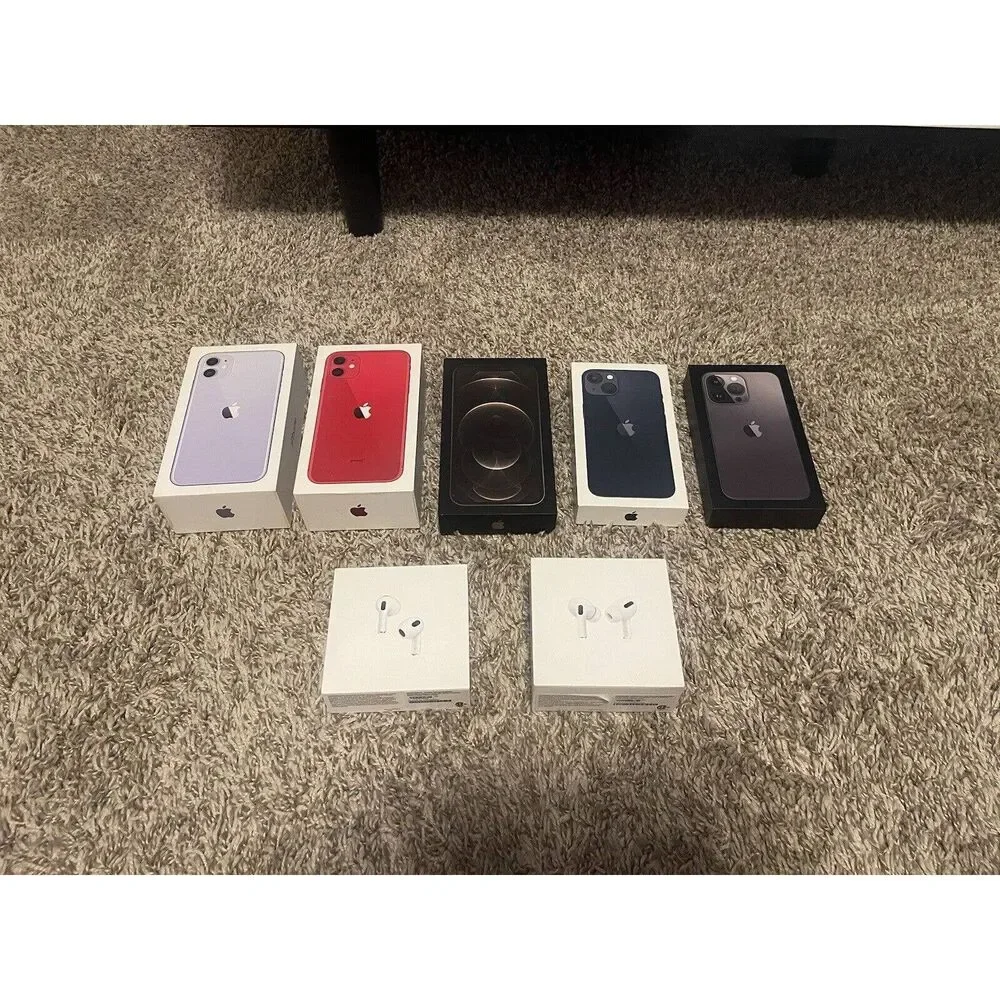 5 Iphone And 2 AirPod Boxxes